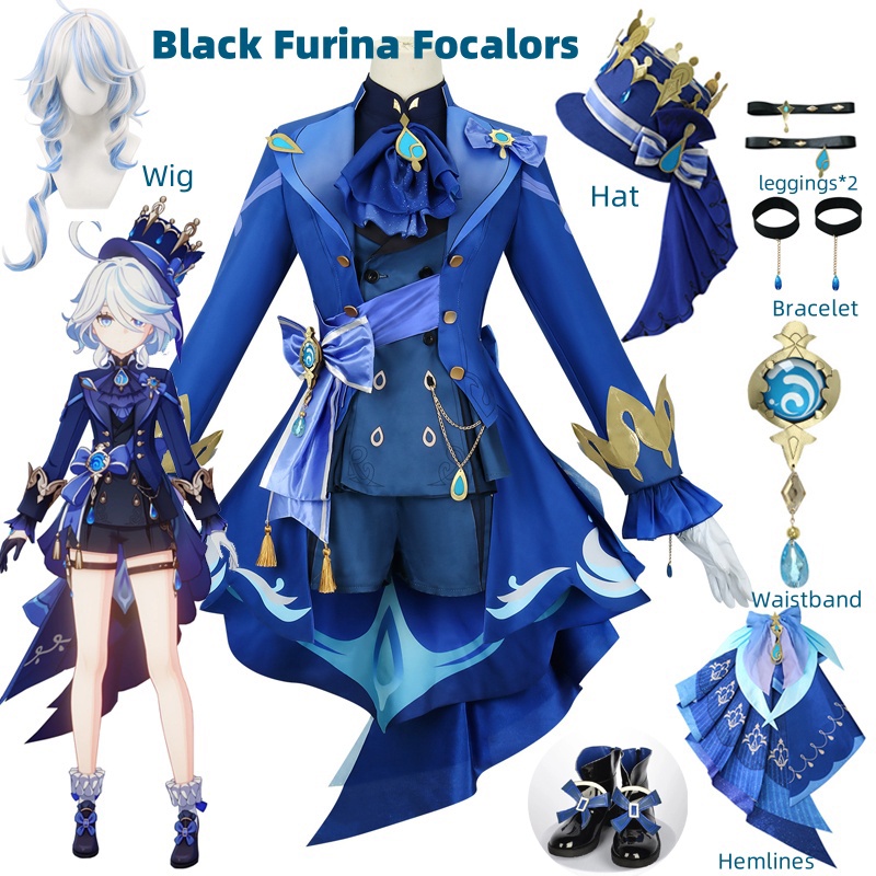 Violet Evergarden Dress - Furina Cosplay Kostüm Peruk Saç Etki