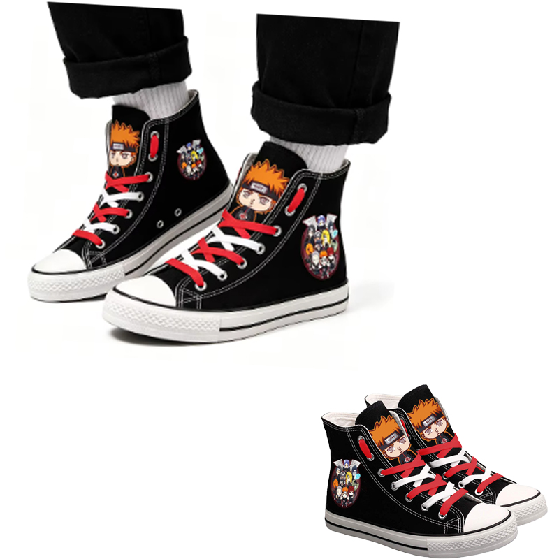 Anime Cosplay Couples Ideas - Naruto Uzumaki Yüksek Top Kanvas Ayakkabılar