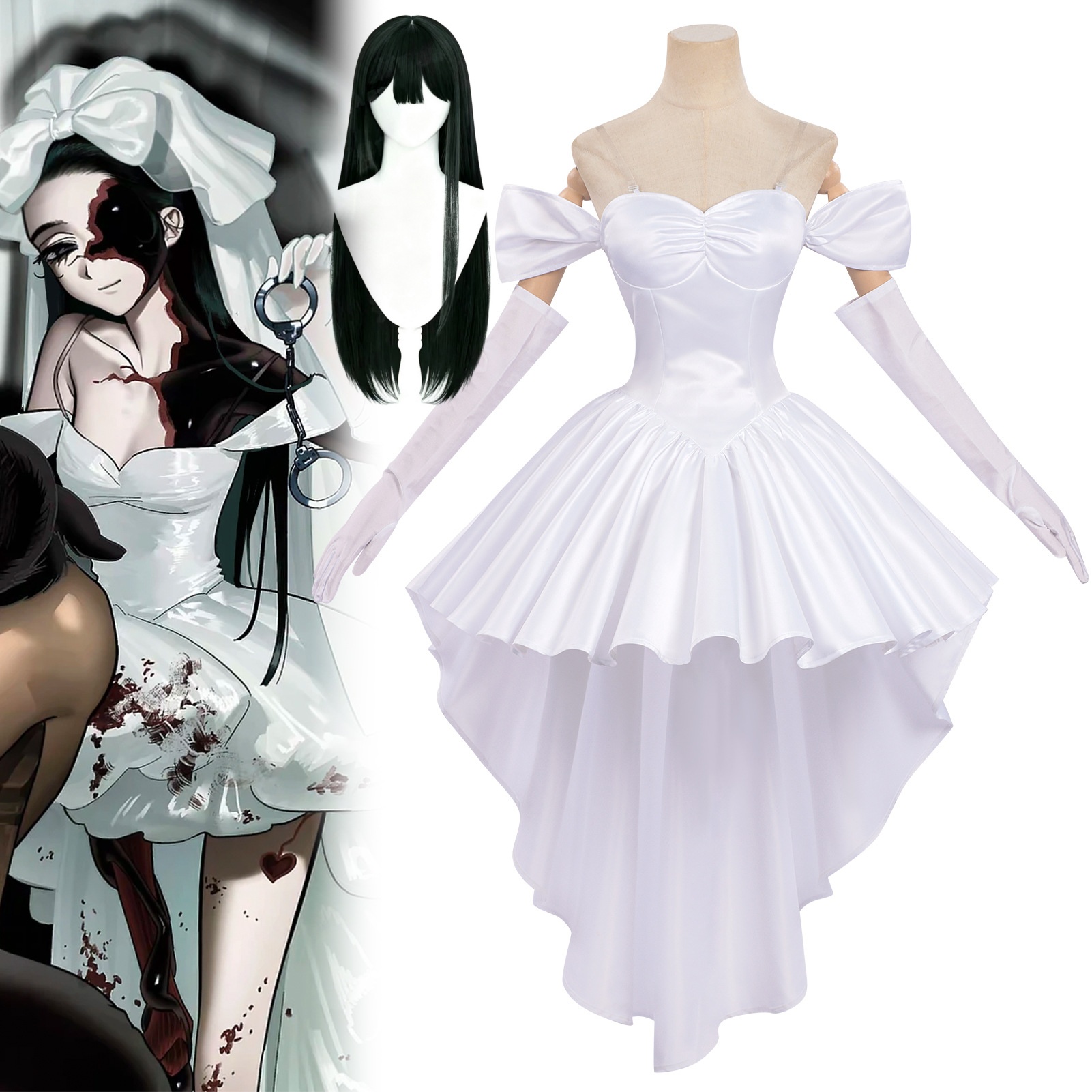 Anime Zombie Cosplay - Zombi Sahne Sua Cosplay Kostümü Peruk