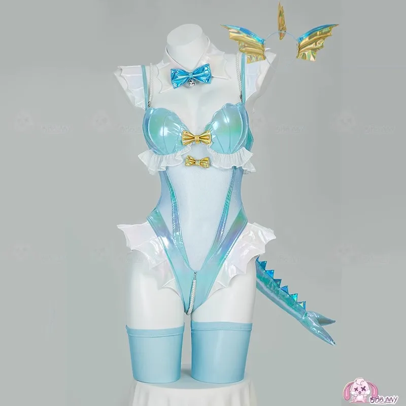 2025 Mavi Beyaz Tüylü Kalp Des - Anime Cosplay Bodysuit incelemesi ve fiyatı