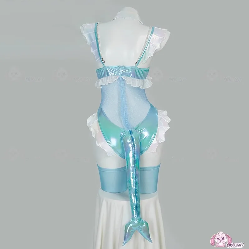 2025 Mavi Beyaz Tüylü Kalp Des - Anime Cosplay Bodysuit incelemesi ve fiyatı