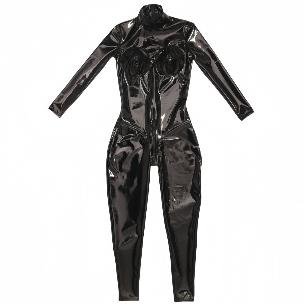 Kadınlar Seksi Siyah Parlak PU - Anime Cosplay Bodysuit incelemesi ve fiyatı