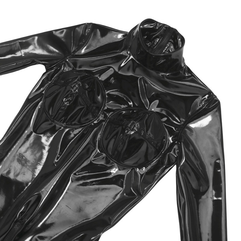 Kadınlar Seksi Siyah Parlak PU - Anime Cosplay Bodysuit incelemesi ve fiyatı